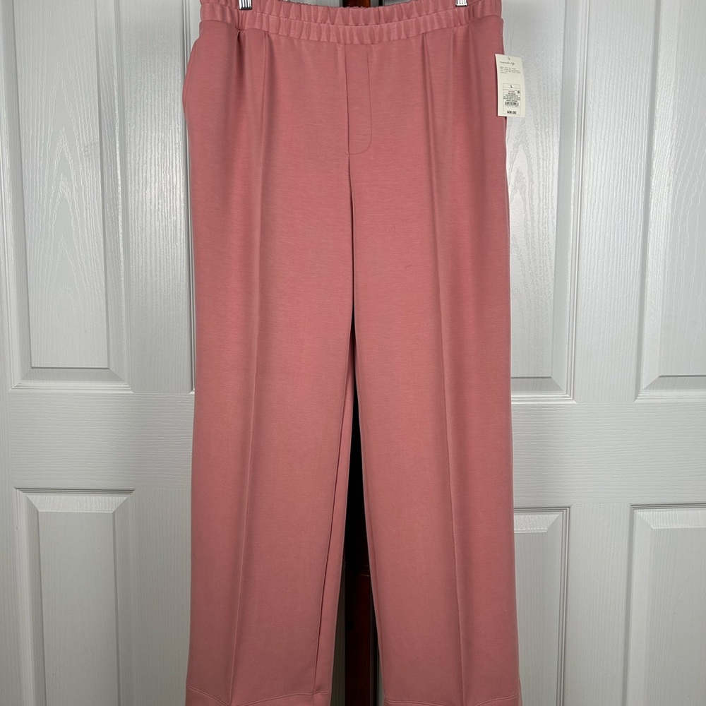 NWT A New Day Women's Drapey Wide Leg Pants in‎ Warm Peachy Pink L Athleisure
